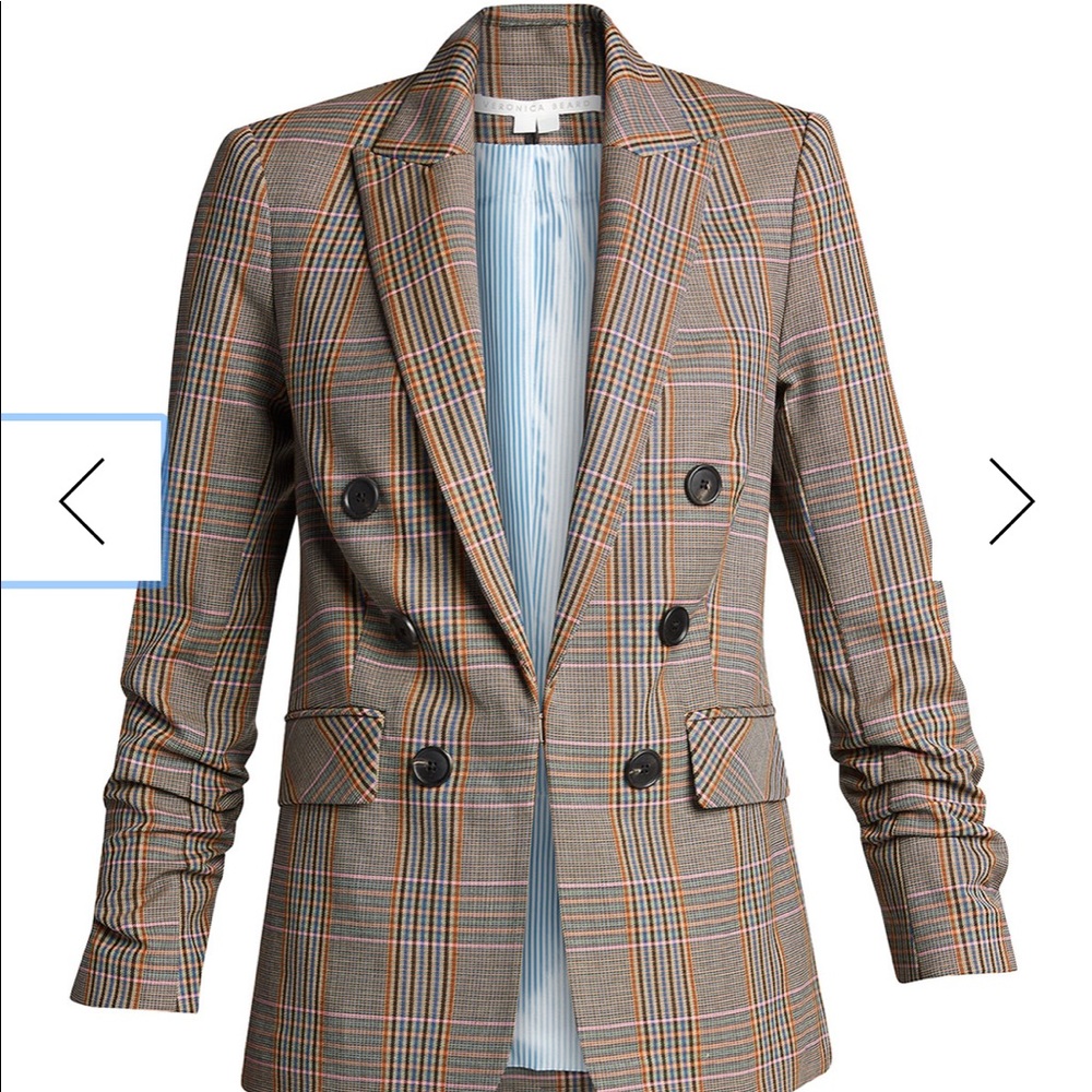 Veronica Beard Brown Plaid Dickey Blazer
